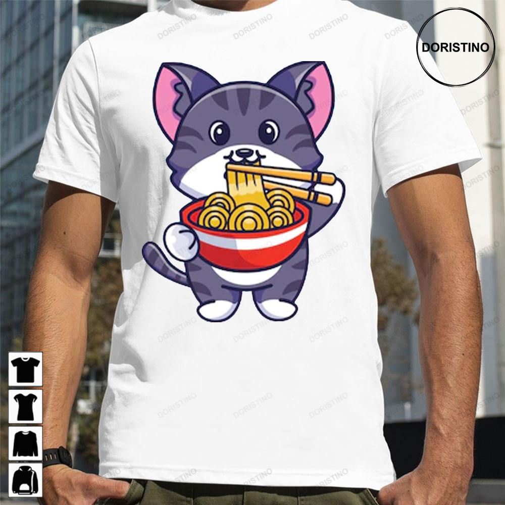 Cat Eating Spaghetti Cute Cat Awesome Shirts